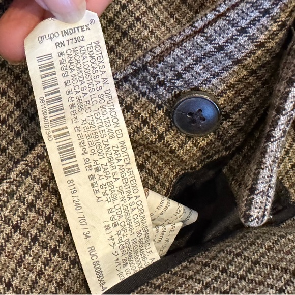 ZARA Asymmetrical Hem Plaid Trousers size 2 - Picture 11 of 11